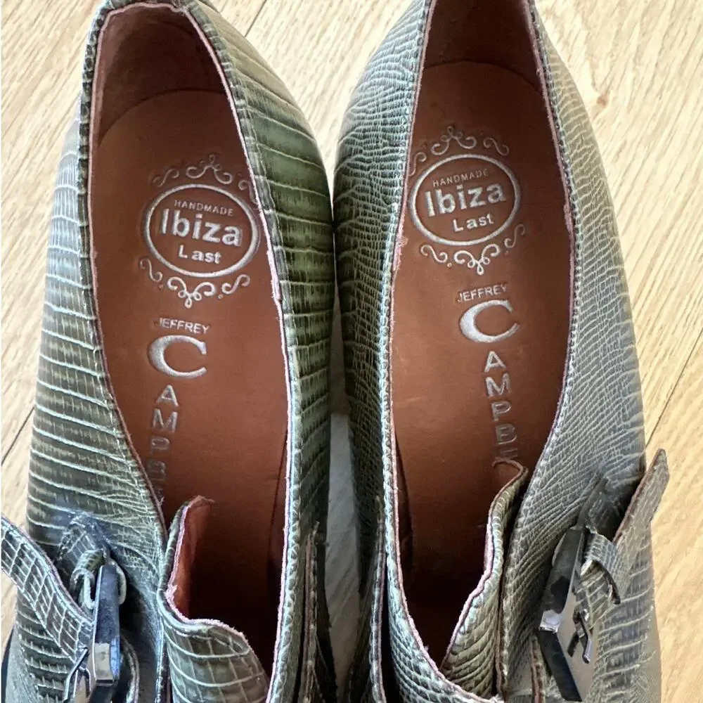 Jeffrey Campbell - Ibiza Snakeskin Print Western Style Leather Shoes in Green - Picture 6 of 7